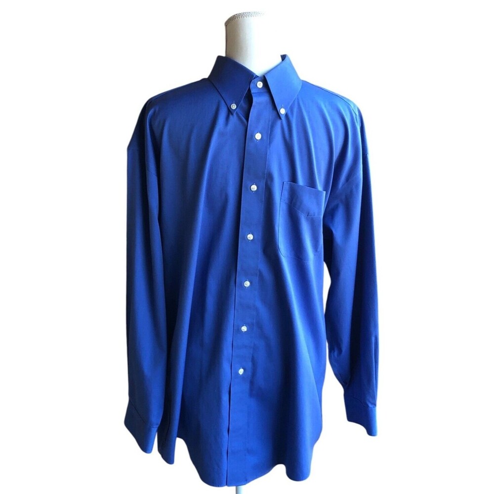 Jos A Bank Button Down Shirt Men's Blue XL 100% Cotton Traveler's Collection